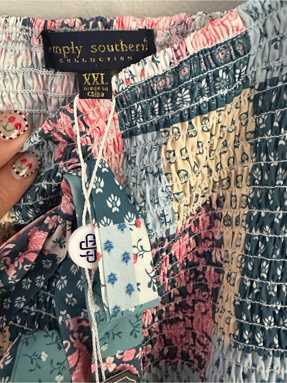 Simply southern tiered smocked patchwork midi / maxi dress xxl women’s nwt - Picture 7 of 11
